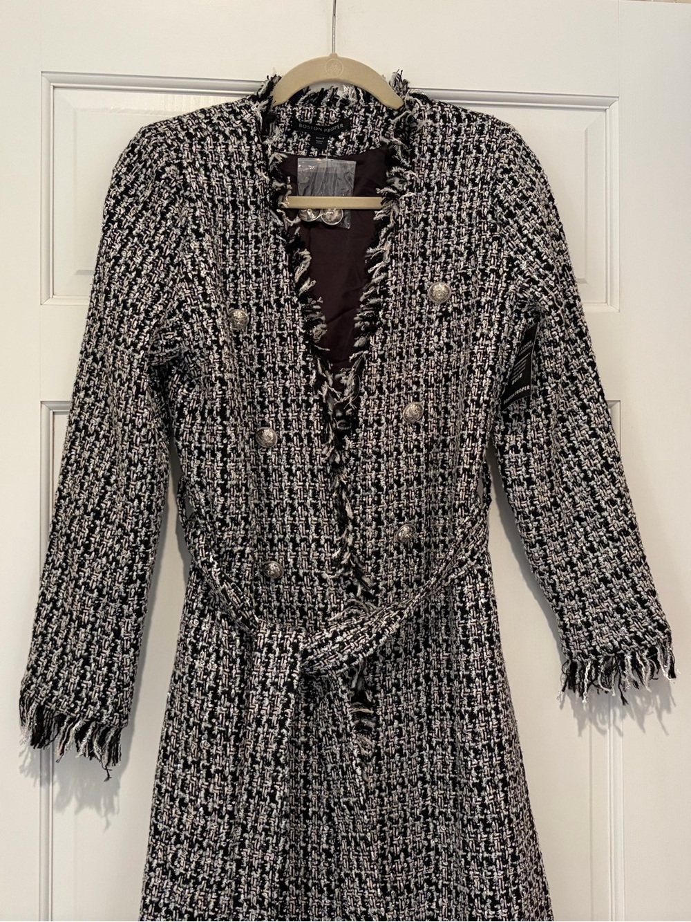 NWT Boston Proper Metallic Tweed Tie Waist Duster - Picture 10 of 16